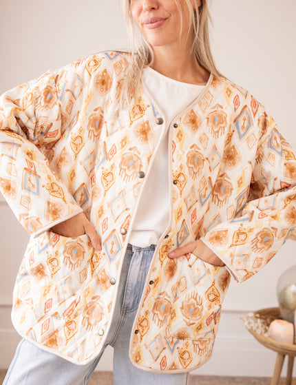 Jacke - Botanical Quilt - Blau/Buttergelb