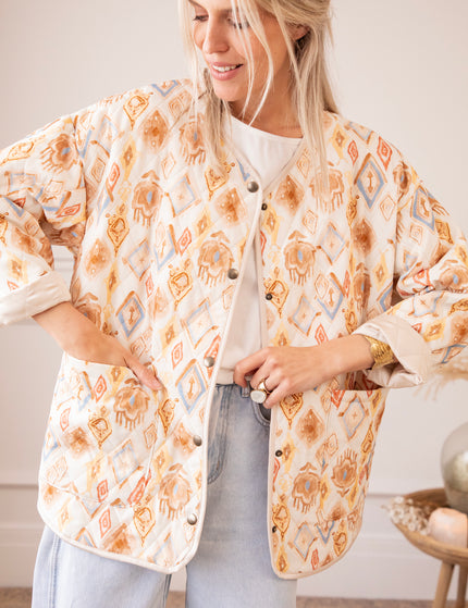 Jacke - Botanical Quilt - Blau/Buttergelb