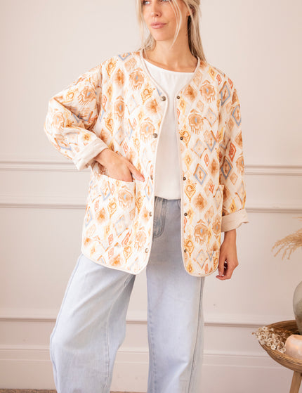 Jacke - Botanical Quilt - Blau/Buttergelb