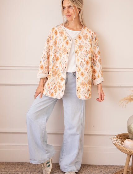 Jacke - Botanical Quilt - Blau/Buttergelb