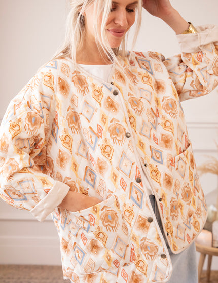 Jacke - Botanical Quilt - Blau/Buttergelb