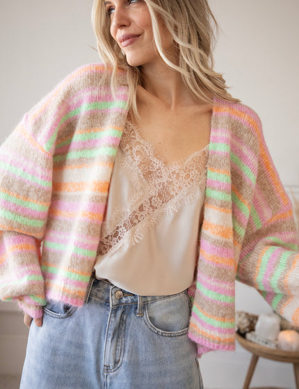 Stripes So Sweet Orange/Pink - Cardigan