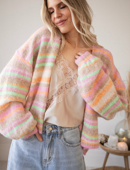 Stripes So Sweet Orange/Pink - Cardigan