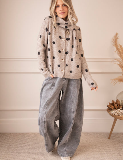 Weste - Pepper Dot - Taupe/Schwarz