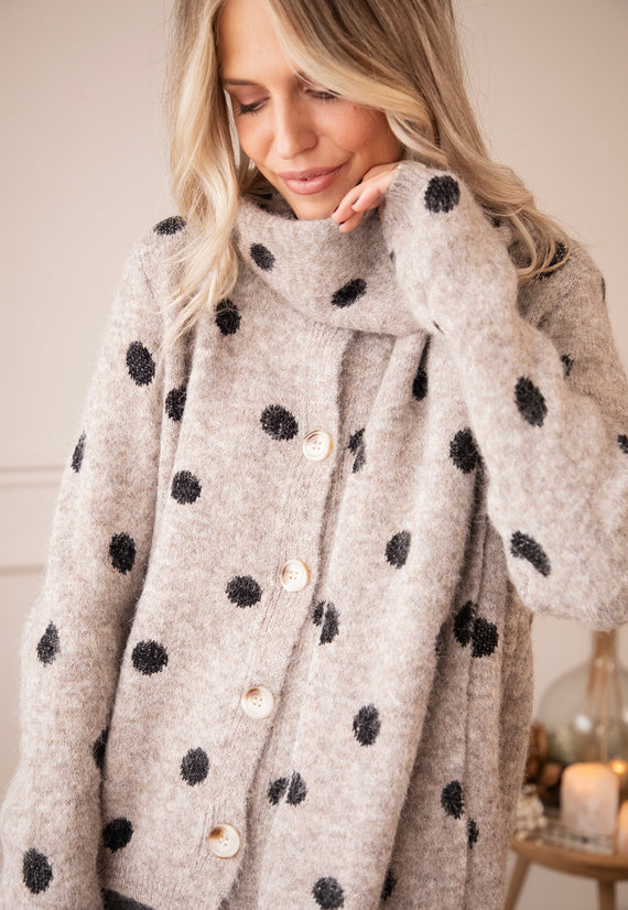 Weste - Pepper Dot - Taupe/Schwarz