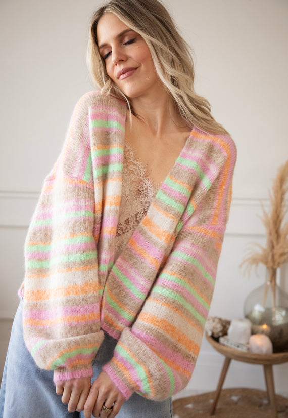 Stripes So Sweet Orange/Pink - Cardigan