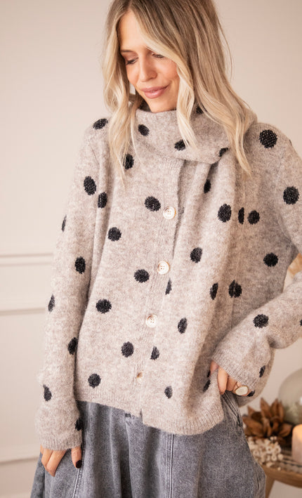 Weste - Pepper Dot - Taupe/Schwarz