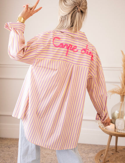 Carpe Diem Stripes Butter Yellow/Lila - Blouse