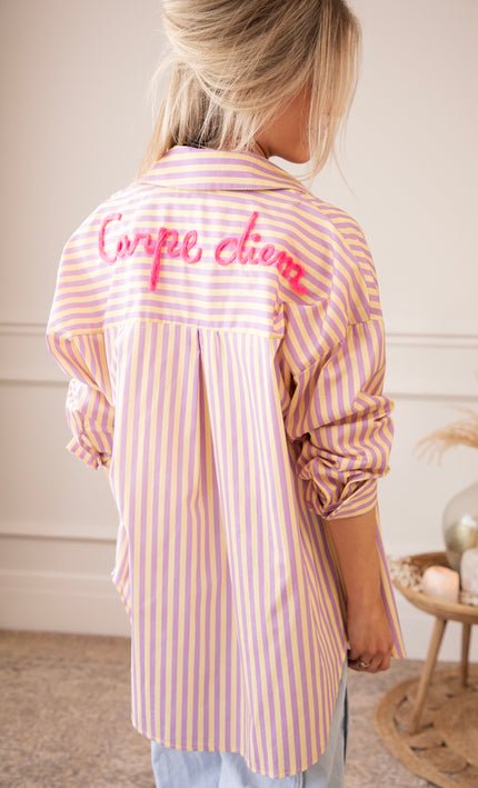 Carpe Diem Stripes Butter Yellow/Lila - Blouse