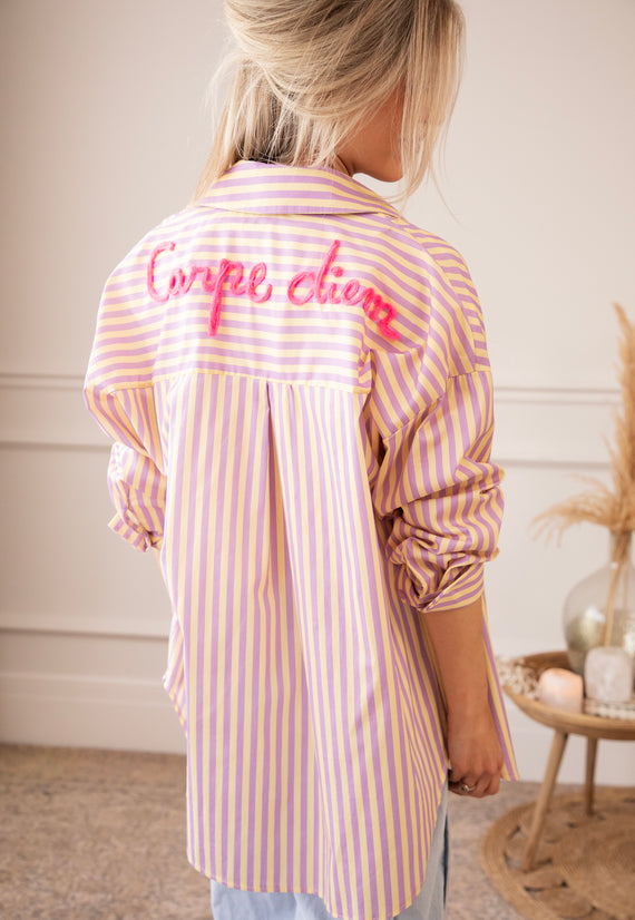 Carpe Diem Stripes Butter Yellow/Lila - Blouse