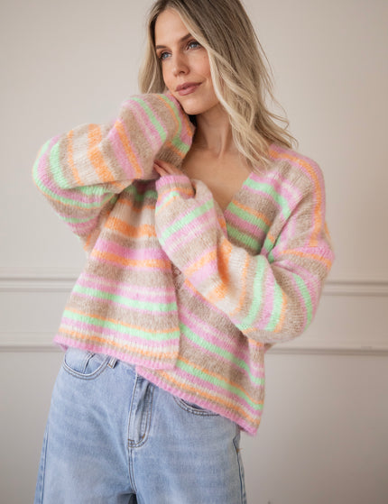 Stripes So Sweet Orange/Pink - Cardigan