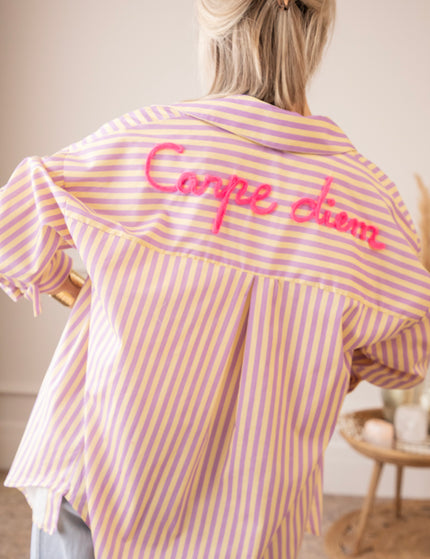 Carpe Diem Stripes Butter Yellow/Lila - Blouse