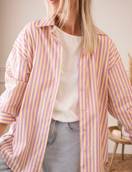 Carpe Diem Stripes Butter Yellow/Lila - Blouse