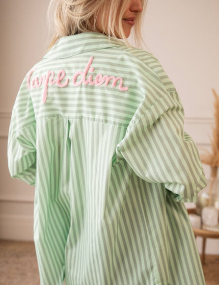 Carpe Diem Stripes Mint/Dark green - Blouse
