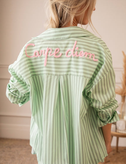 Carpe Diem Stripes Mint/Dark green - Blouse