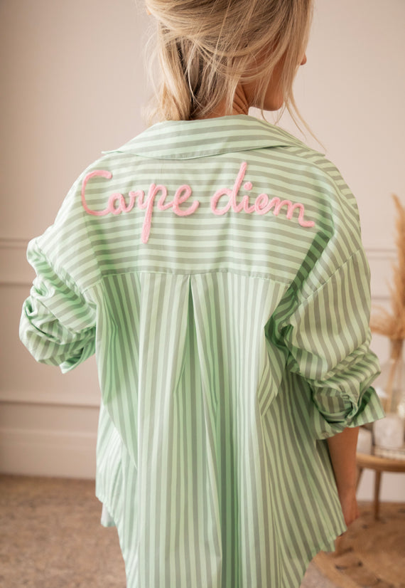 Carpe Diem Stripes Mint/Dark green - Blouse