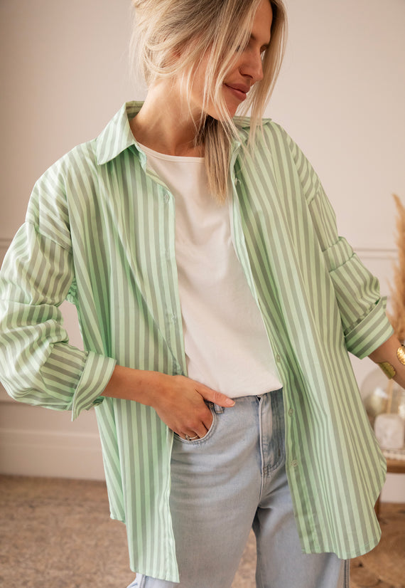 Carpe Diem Stripes Mint/Dark green - Blouse