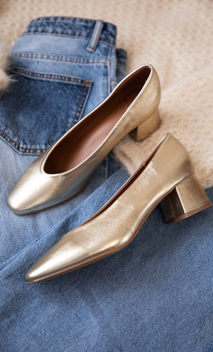 Heels - Bonny Leather - Gold