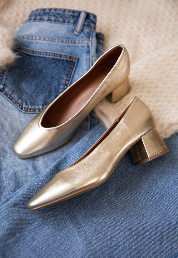 Bonny Leather Gold - Heels