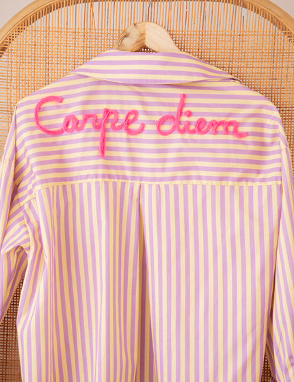 Carpe Diem Stripes Butter Yellow/Lila - Blouse