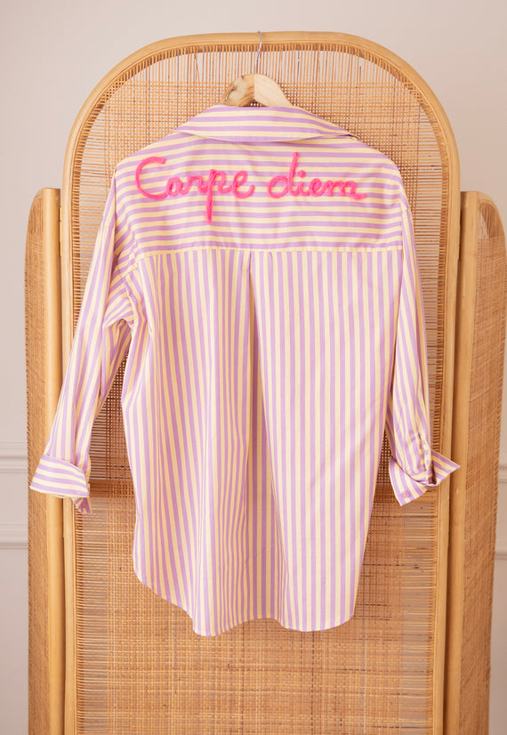 Carpe Diem Stripes Butter Yellow/Lila - Blouse