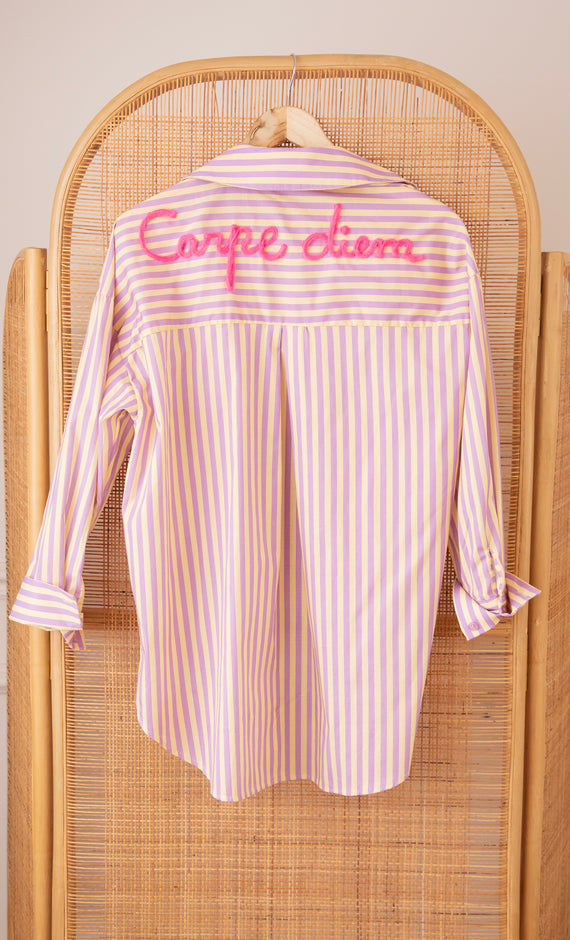Carpe Diem Stripes Butter Yellow/Lila - Blouse