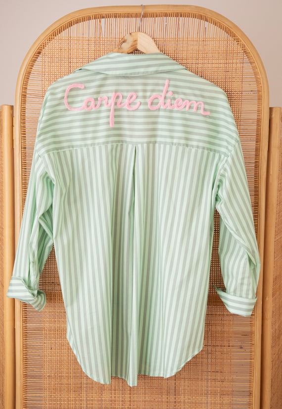 Carpe Diem Stripes Mint/Dark green - Blouse