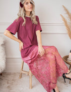 Moonlight Lace Pink - Maxi Skirt