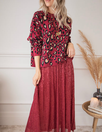 Sparkle Swing Burgundy - Maxi Skirt