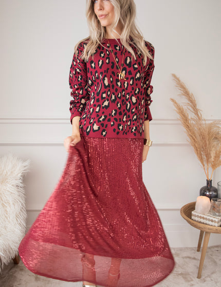 Sparkle Swing Burgundy - Maxi Skirt