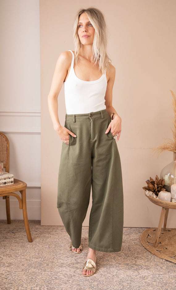 Basic Barrel Kaki - Jeans