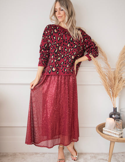 Sparkle Swing Burgundy - Maxi Skirt