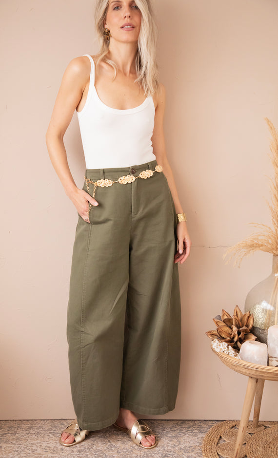 Basic Barrel Kaki - Jeans