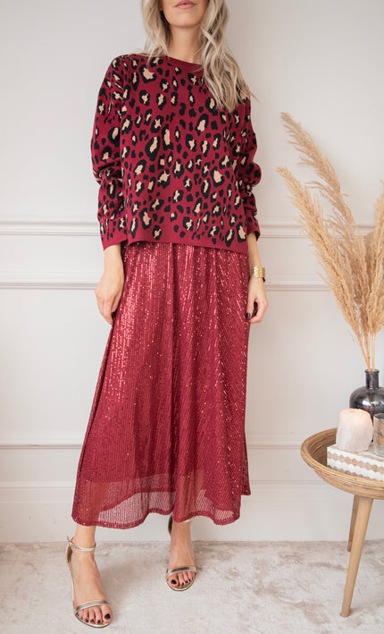 Sparkle Swing Burgundy - Maxi Skirt