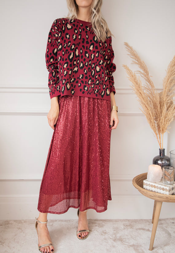 Sparkle Swing Burgundy - Maxi Rok