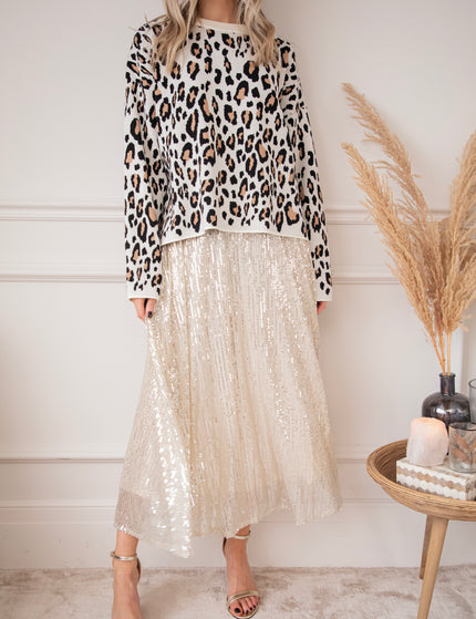 Sparkle Swing Beige - Maxi Skirt