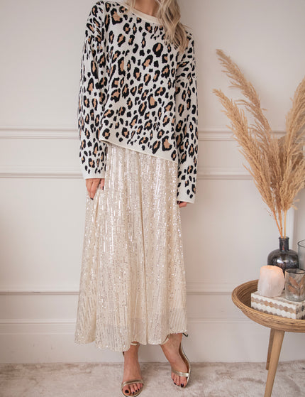 Sparkle Swing Beige - Maxi Skirt