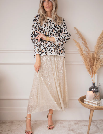 Sparkle Swing Beige - Maxi Skirt