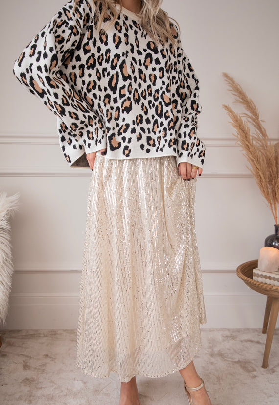 Sparkle Swing Beige - Maxi Rok