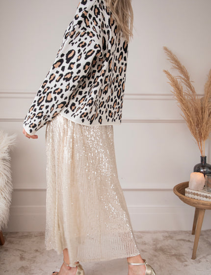 Sparkle Swing Beige - Maxi Skirt