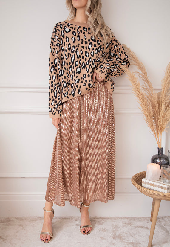 Sparkle Swing Brown - Maxi Rok