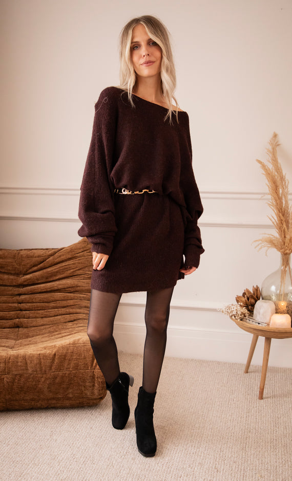 Sloane Deep Burgundy - Sweater Dress
