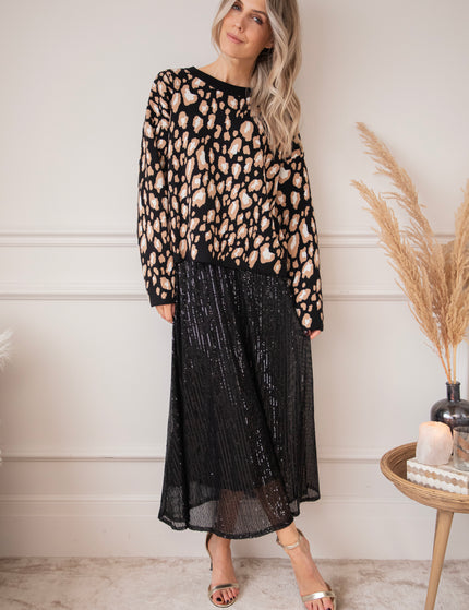 Sparkle Swing Black - Maxi Skirt