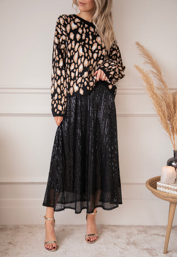 Sparkle Swing Black - Maxi Rok