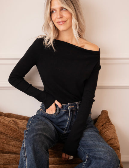 Langarmshirt - Bare Beauty - Schwarz