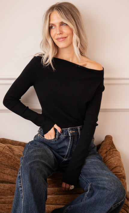 Langarmshirt - Bare Beauty - Schwarz