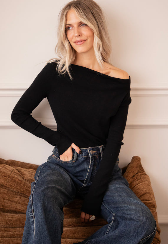 Langarmshirt - Bare Beauty - Schwarz