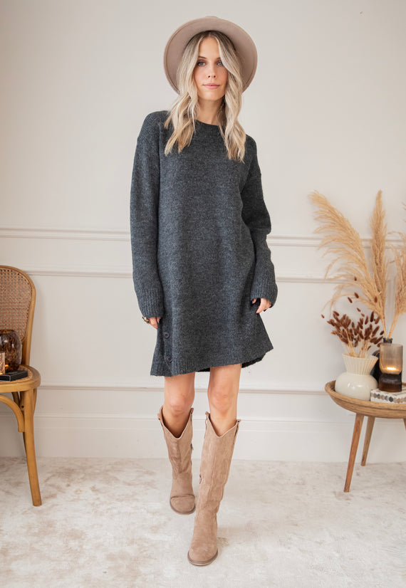 Coziya Dark Grey - Sweater Dress