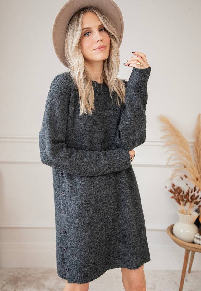 Coziya Dark Grey - Sweater Dress