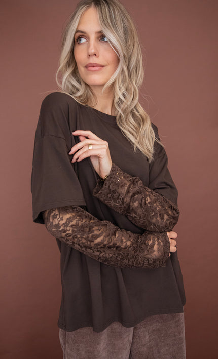 Base & Lace Brown - Longsleeve